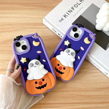 Halloween Pumpkin Ghost Phone Case Cover – Shockproof Cases for iPhone 11/12/13/14/15/16