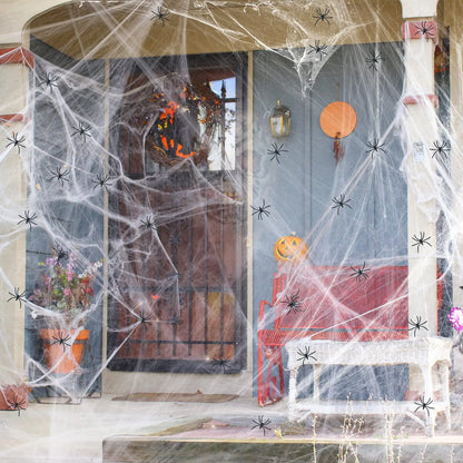 Halloween Spider Web Decoration – Cotton Props for Haunted House & Outdoor Events