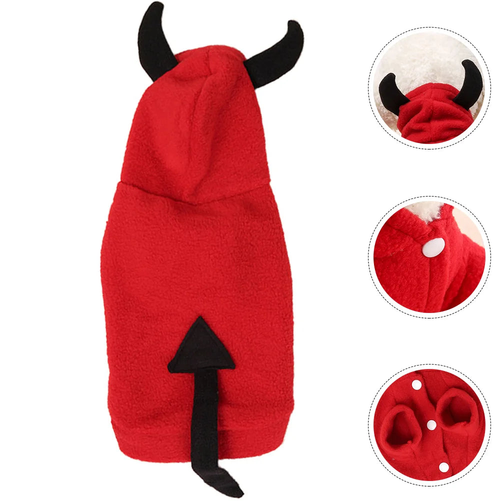 Adorable Red Halloween Pet Clothes – Fleece Costume for Dogs & Cats