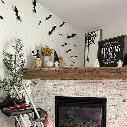 Halloween Bat Decorations – Black PVC Wall Stickers for Spooky Home & Porch Decor