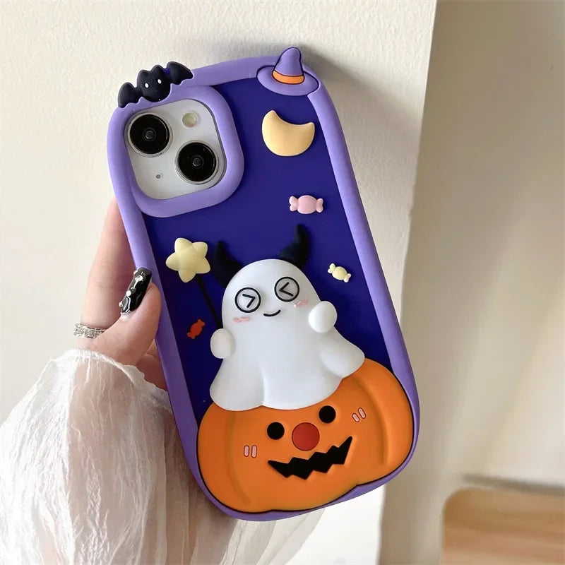 Halloween Pumpkin Ghost Phone Case Cover – Shockproof Cases for iPhone 11/12/13/14/15/16