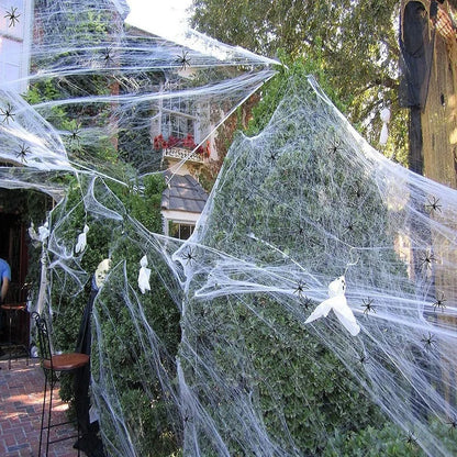 Halloween Spider Web Decoration – Cotton Props for Haunted House & Outdoor Events