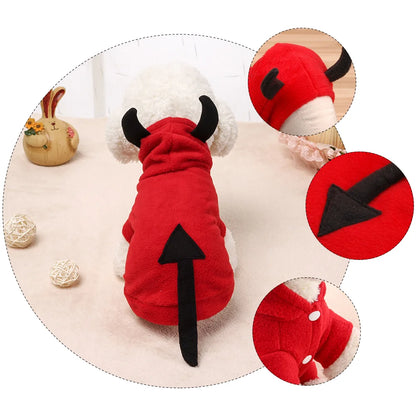 Adorable Red Halloween Pet Clothes – Fleece Costume for Dogs & Cats