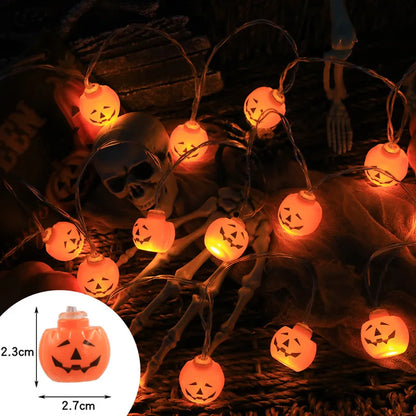 Spooktacular LED Pumpkin & Skull String Lights – Perfect for Halloween Decor!