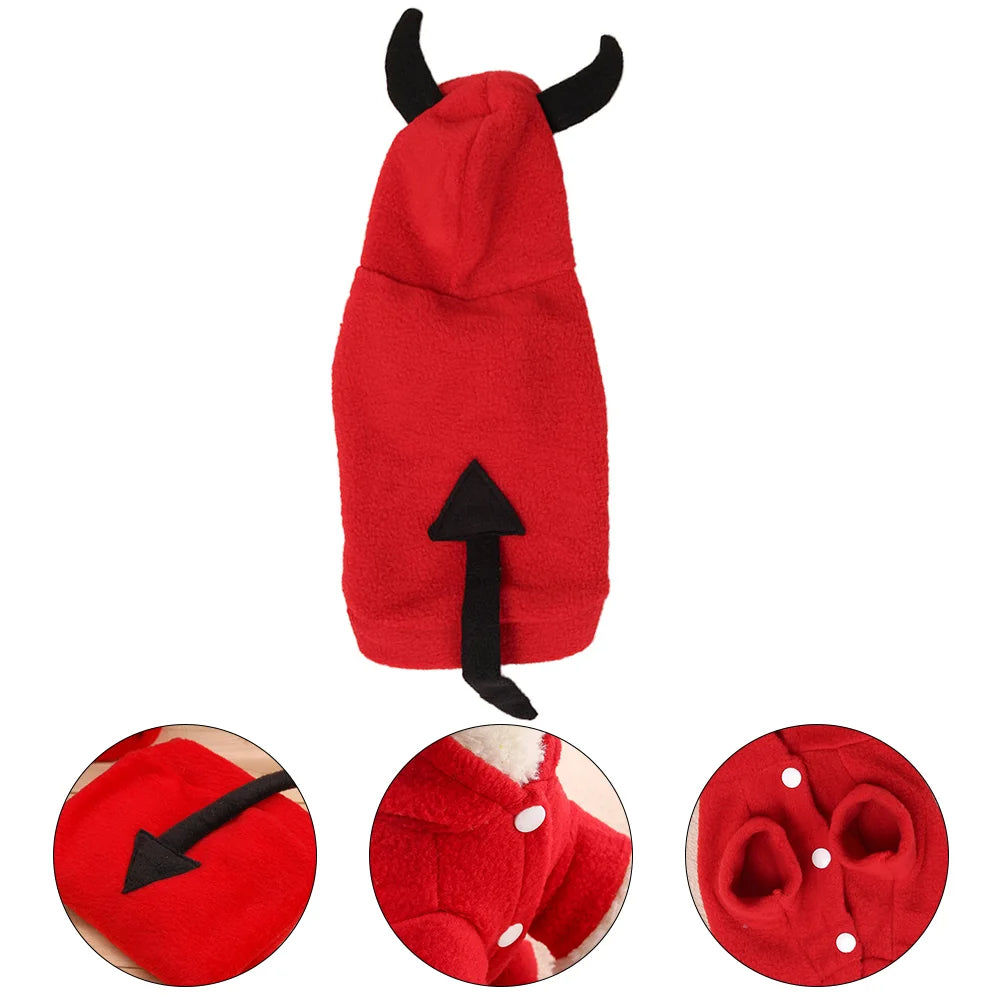 Adorable Red Halloween Pet Clothes – Fleece Costume for Dogs & Cats