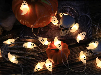 Spooktacular LED Pumpkin & Skull String Lights – Perfect for Halloween Decor!