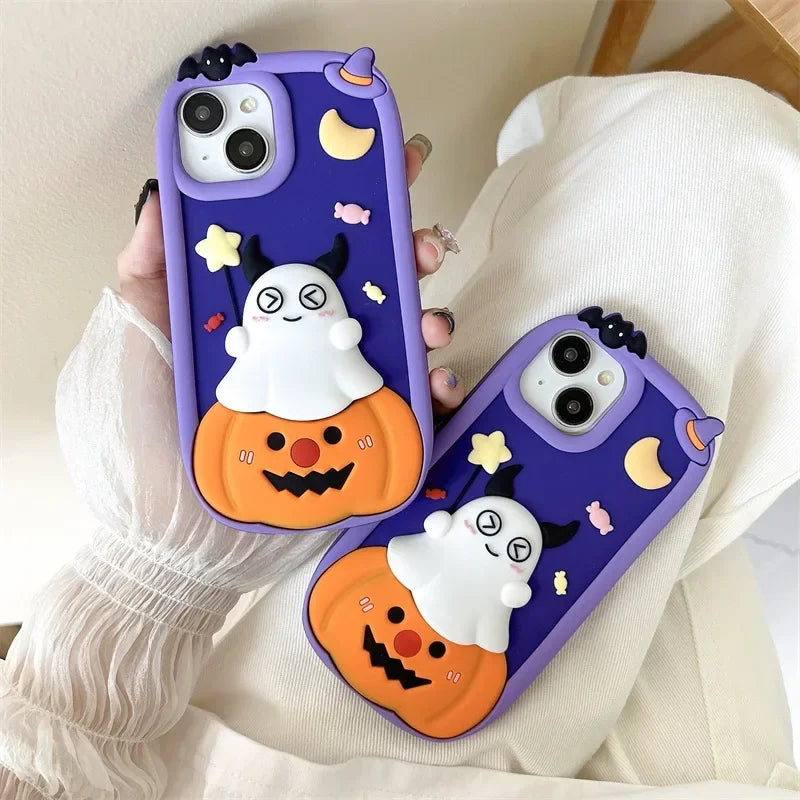 Halloween Pumpkin Ghost Phone Case Cover – Shockproof Cases for iPhone 11/12/13/14/15/16