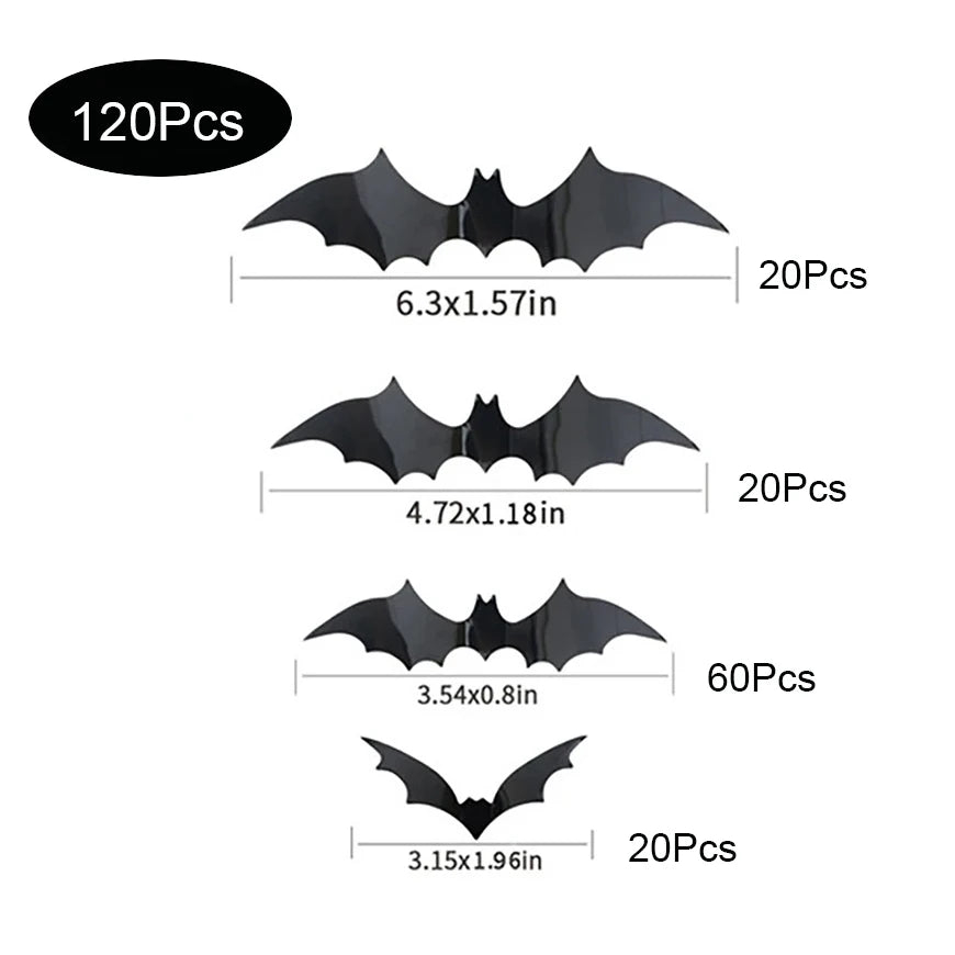 Halloween Bat Decorations – Black PVC Wall Stickers for Spooky Home & Porch Decor