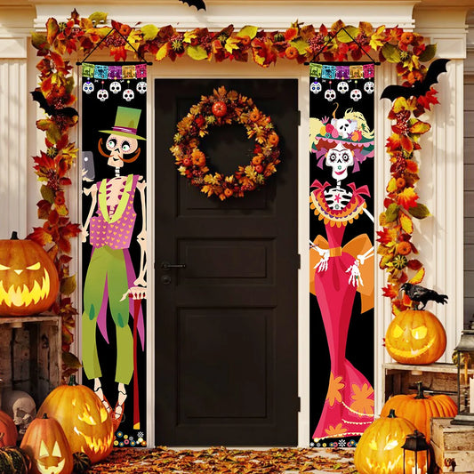 Day of the Dead Hanging Door Banner – Skeleton Decoration