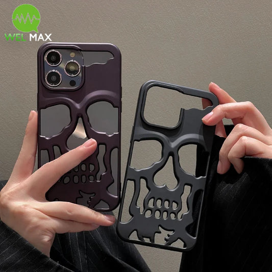 Fashionable Frosted Skull Phone Case for iPhone 15/14/13/12/11 Pro Max – Shockproof TPU Soft Shell