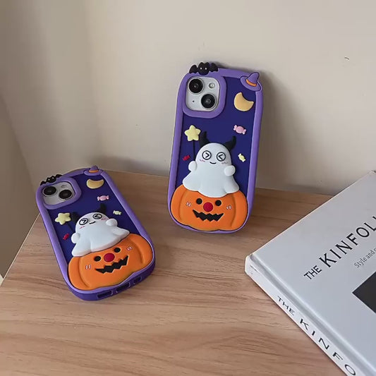 Halloween Pumpkin Ghost Phone Case Cover – Shockproof Cases for iPhone 11/12/13/14/15/16